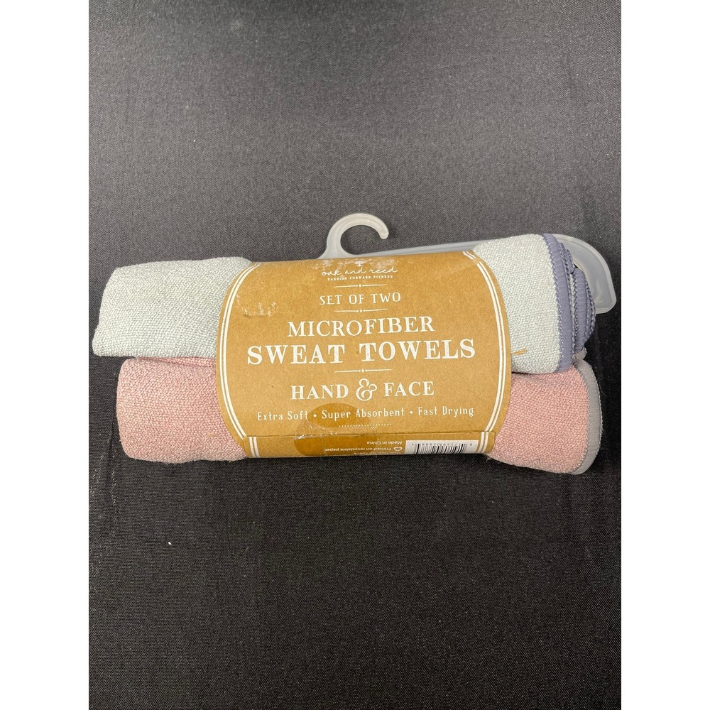 Oak and Reed Microfiber Sweat Towels Set of Two Pink Blue Hand Face Fast Drying